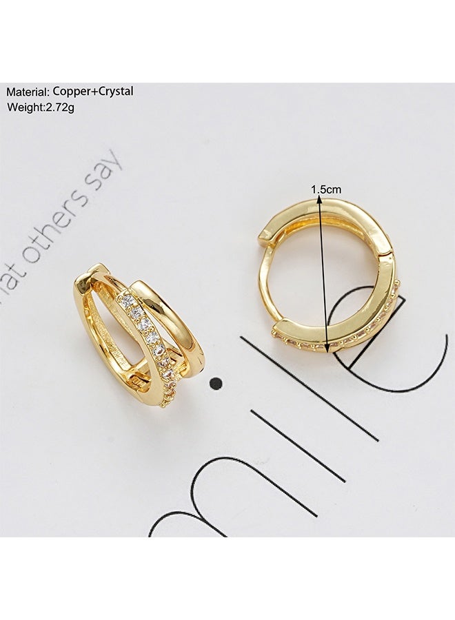 4mm wide gold-tone stainless steel hoop earrings for women, 2 pieces - Image 2