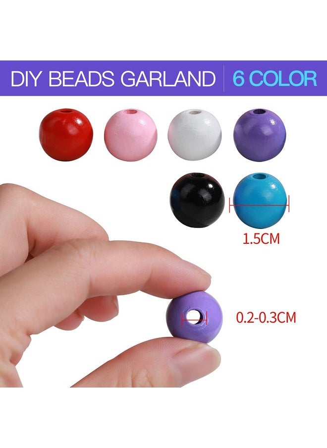 HNYYZL HNYYZL Wooden Beads- Pack of 180Pcs with 6 Colors, Drilled Holes Wooden Loose Bead, Round, Unfinished, Natural Wood Beads for Crafts, DIY & Decoration, Halloween & Christmas Necessities  - Image 2