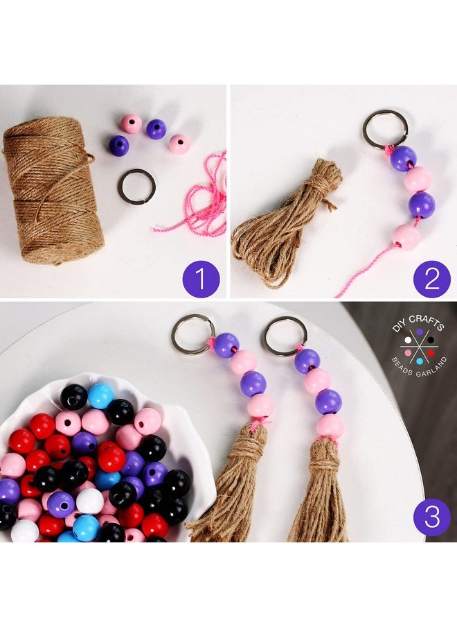 HNYYZL HNYYZL Wooden Beads- Pack of 180Pcs with 6 Colors, Drilled Holes Wooden Loose Bead, Round, Unfinished, Natural Wood Beads for Crafts, DIY & Decoration, Halloween & Christmas Necessities  - Image 4