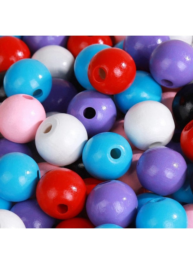 HNYYZL HNYYZL Wooden Beads- Pack of 180Pcs with 6 Colors, Drilled Holes Wooden Loose Bead, Round, Unfinished, Natural Wood Beads for Crafts, DIY & Decoration, Halloween & Christmas Necessities  - Image 1