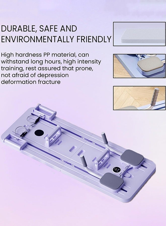 ELTRAZONE Pilates Board, Pilates Reformer Set, Multi-Purpose Foldable Pilates Reformer Board for Home, 5 in1 Pilates Sliding Board, Pilates Equipment with Timer (Purple) - Image 5