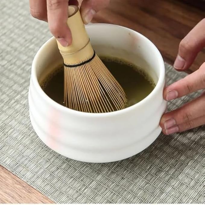Unity Matcha Tea Set  Natural Bamboo And Premium Ceramic  4Piece Set With Matcha Bowl Bamboo Whisk Scoop And Whisk Holder  Elegant White Finish - Image 3