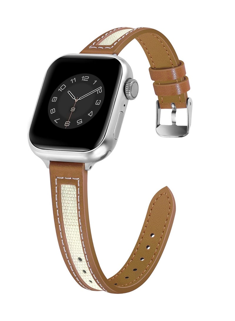 OLYSON Leather Bands Women Compatible with Apple Watch Band 38mm 40mm 41mm 42mm(S10/11) Grain Leather Thin Strap, Feminine Designer Wristband for iWatch Series11 10 9 8 7 6 5 4 3 2 1 SE Ultra - Image 1
