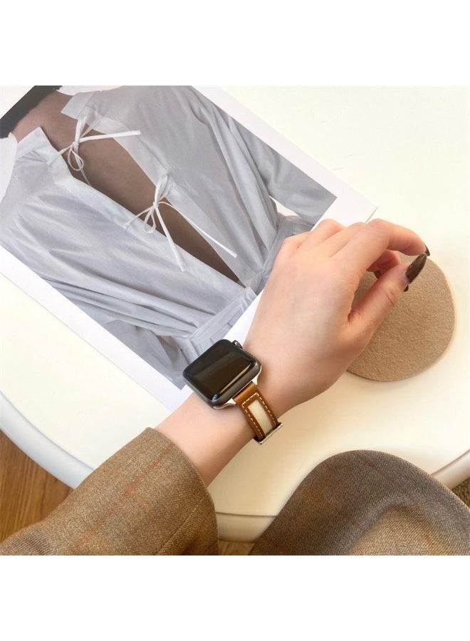 OLYSON Leather Bands Women Compatible with Apple Watch Band 38mm 40mm 41mm 42mm(S10/11) Grain Leather Thin Strap, Feminine Designer Wristband for iWatch Series11 10 9 8 7 6 5 4 3 2 1 SE Ultra - Image 2