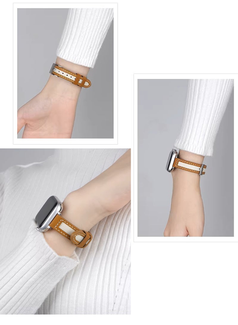 OLYSON Leather Bands Women Compatible with Apple Watch Band 38mm 40mm 41mm 42mm(S10/11) Grain Leather Thin Strap, Feminine Designer Wristband for iWatch Series11 10 9 8 7 6 5 4 3 2 1 SE Ultra - Image 4