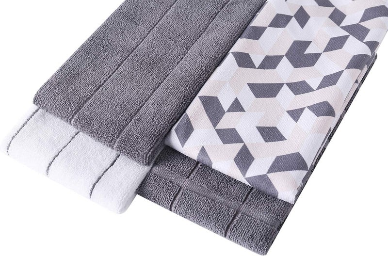 EZYHOME Set of 4 Microfiber Large Dish Towels - Soft, Super Absorbent Rhombus Pattern Multi-Purpose Washable & Reusable Kitchen Towels for Home (Size: 65 x 45cm, 350gsm) - Image 3