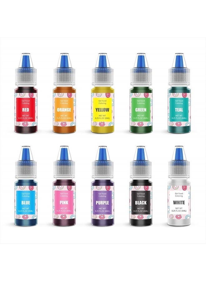 Jelife Food Coloring Gel Cake Decorating Set - Jelife 10 Colors Gel Based Edible Food Color Easter Egg Dye Kit Concentrated Neon Icing Colors for Kids Baking Macaron Frosting Fondant Cookie (6ml/Bottles) - Image 1