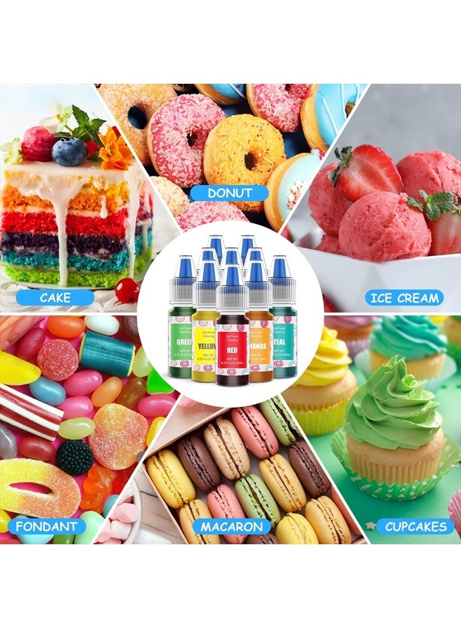Jelife Food Coloring Gel Cake Decorating Set - Jelife 10 Colors Gel Based Edible Food Color Easter Egg Dye Kit Concentrated Neon Icing Colors for Kids Baking Macaron Frosting Fondant Cookie (6ml/Bottles) - Image 3