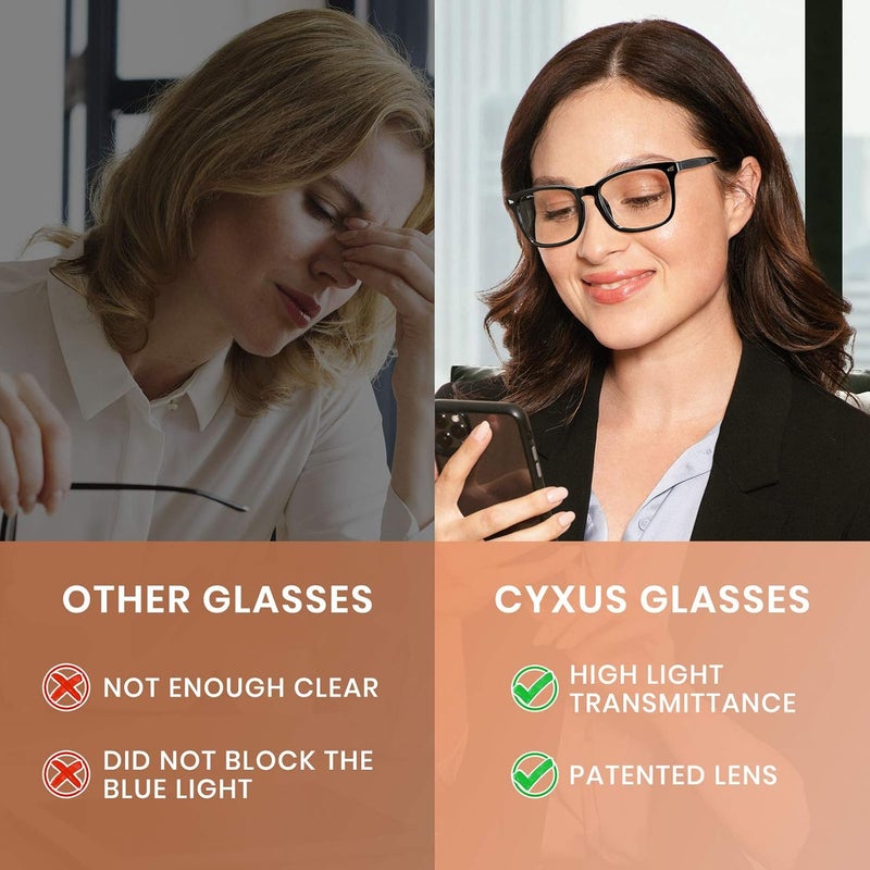 Cyxus Blue Light Glasses for Men Women Reduce Eye Strain UV Blocking for Computer Screen 8082 - Image 3