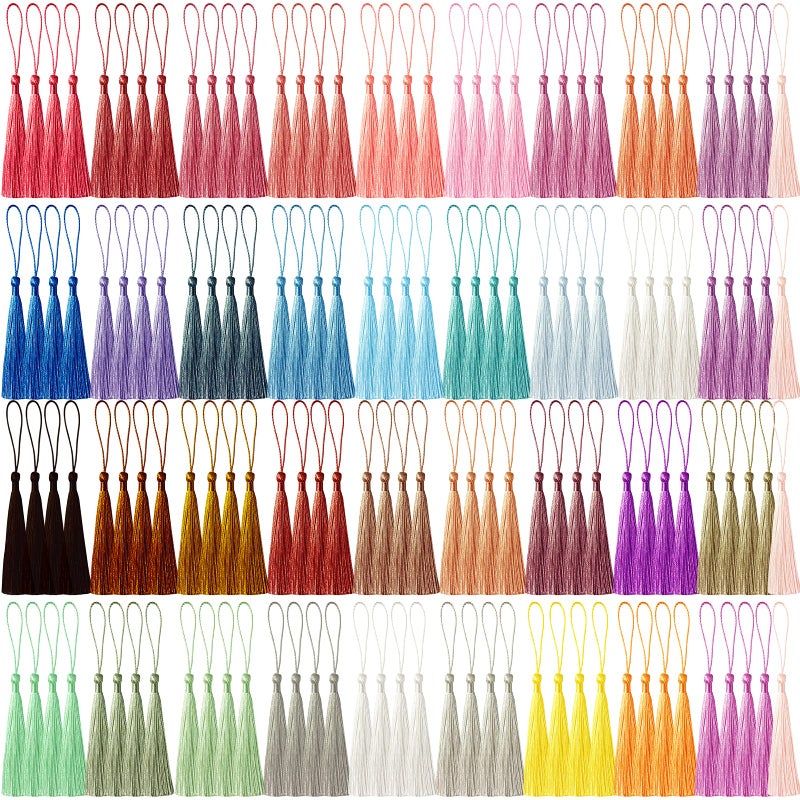 MUXGOA 148 Pcs Bookmark Tassels for CraftsKey Chain Mini Tassels for Jewelry Making  Graduation Book Marks37 Colors 4 Pcs of Each