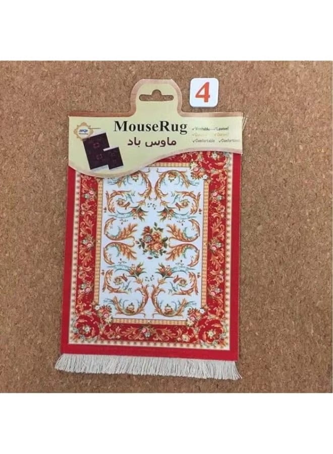 بروماس لوحة ماوس سجادة فارسية مقاس 28 × 18 سم، لوحة ماوس بنمط قديم، نمط سجادة على شكل كأس للطاولة باللون الأحمر