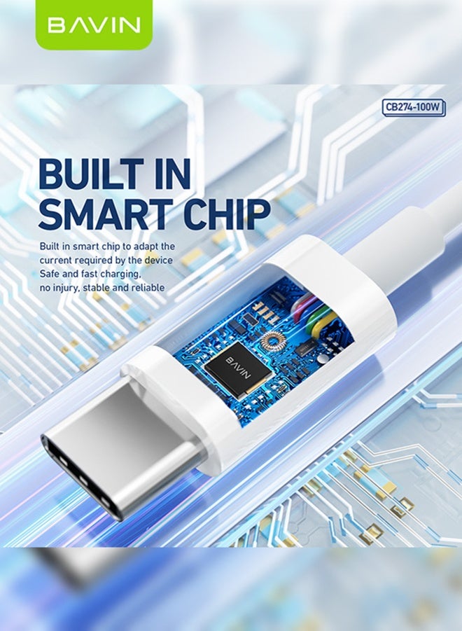 BAVIN USB C Cable 100W, TYPE-C to USB-C Cable 1.5M, USB C Charger Cable for iPhone 15, Mac Book Pro 2020, iPad Pro 2020, Switch, Samsung Galaxy S20 Plus S9 S8 Plus, Pixel, Huawei P60, Xiaomi, Laptops and lot more - Image 3