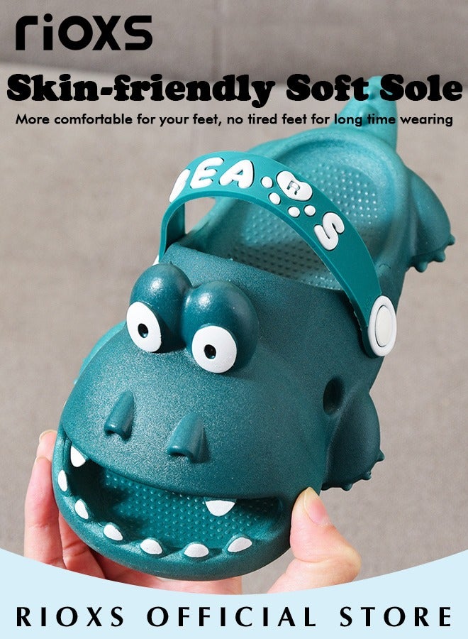 RIOXS Toddler Girls Boys Clogs, Cute Dinosaur Cloud Slides for Kids, Garden Water Sandals, Boys Girl Slip-on Slides Slippers, Outdoor Beach Slippers Pool Shower Shoes, Lovely Open Toe Home Shoes, Soft Comfy Slides Slippers, Slippers for Baby/ Little Kids/ Big Kids  - Image 5