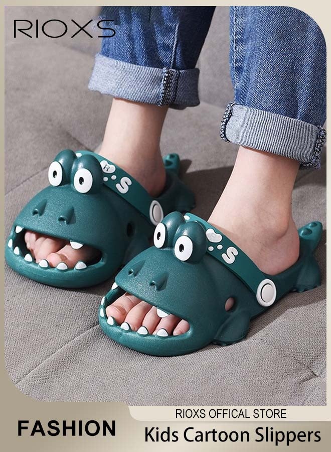 RIOXS Toddler Girls Boys Clogs, Cute Dinosaur Cloud Slides for Kids, Garden Water Sandals, Boys Girl Slip-on Slides Slippers, Outdoor Beach Slippers Pool Shower Shoes, Lovely Open Toe Home Shoes, Soft Comfy Slides Slippers, Slippers for Baby/ Little Kids/ Big Kids  - Image 1