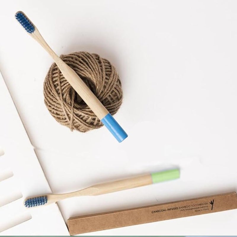 6PCS Soft Bristles Toothbrush Set Multi Tone Eco Friendly Fiber Brushes - Image 4