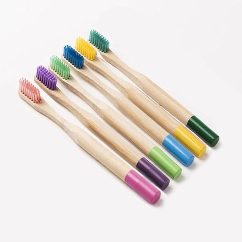 6PCS Soft Bristles Toothbrush Set Multi Tone Eco Friendly Fiber Brushes - Image 5