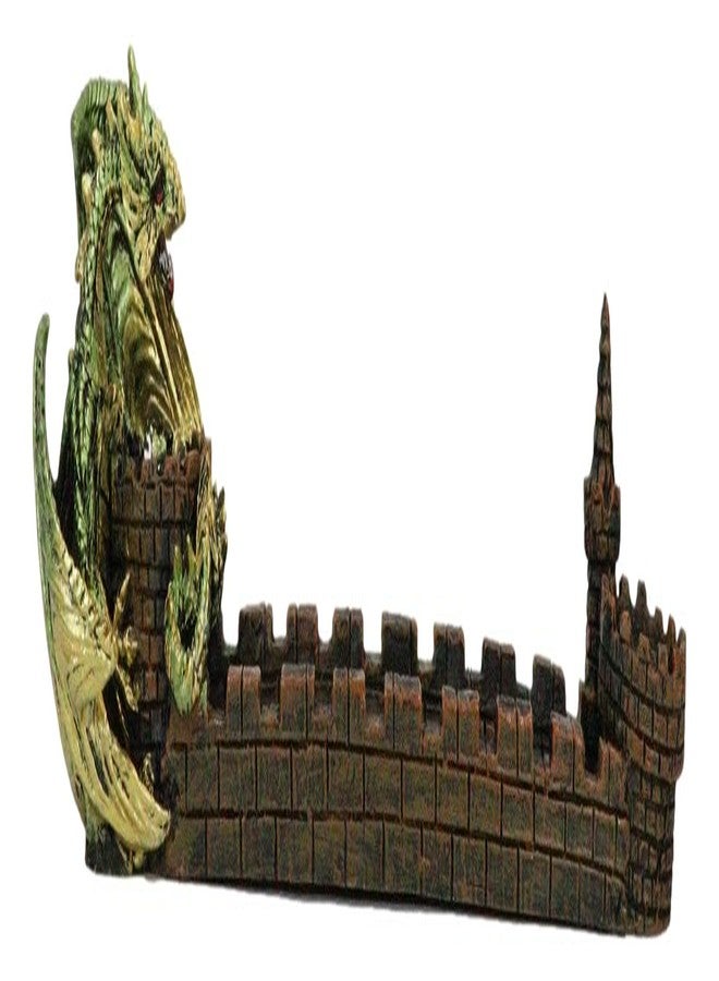 إيبروس جيفت تمثال إيبروس جيفت جرين جايا التنين الشرس الجاثم على سور القلعة، حامل مبخرة بخور، طوله 11 بوصة، مستوحى من عالم الخيال والأساطير، من سلسلة Dungeons and Dragons، قطعة ديكور منزلية مميزة. - Image 3
