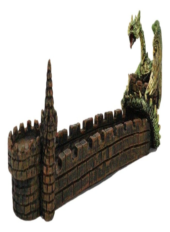 إيبروس جيفت تمثال إيبروس جيفت جرين جايا التنين الشرس الجاثم على سور القلعة، حامل مبخرة بخور، طوله 11 بوصة، مستوحى من عالم الخيال والأساطير، من سلسلة Dungeons and Dragons، قطعة ديكور منزلية مميزة. - Image 5