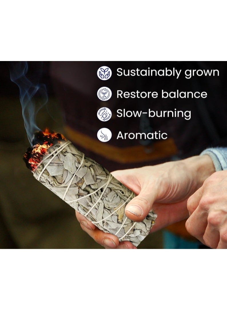 أعواد المريمية البيضاء، حزم المريمية البيضاء لطقوس تطهير المنزل، بخور، علاج، تأمل، وطقوس عود المريمية، عود تطهير المريمية 4 بوصة، عبوة واحدة - Image 3