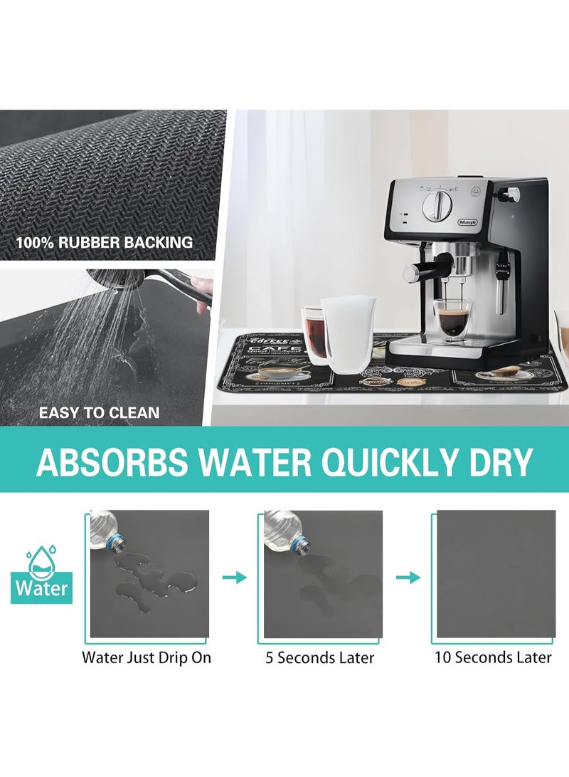 AL RAID Coffee Bar Mat Accessories for Countertop Super Absorbent Anti-Slip Silicone Dish Drying Mats for Kitchen Counter Draining Pad Decor Gift Fit Coffee Maker Coffee Pot Espresso Machine - Image 3