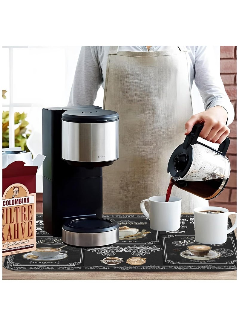 AL RAID Coffee Bar Mat Accessories for Countertop Super Absorbent Anti-Slip Silicone Dish Drying Mats for Kitchen Counter Draining Pad Decor Gift Fit Coffee Maker Coffee Pot Espresso Machine - Image 2