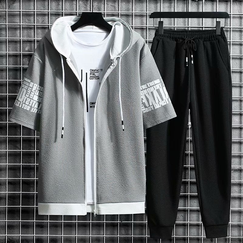 Casual Summer Thin Sports Suit Men'S Short-Sleeved Shorts Two-Piece Men'S Hooded Quick-Drying Running Sportswear - Image 5