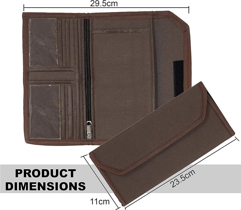 DAHSHA 2-Pack Vehicle Document Holder Wallet – Car/Bike RC Book, Licence, Insurance & PUC Organizer – PU Leather Document Case – Brown (25.5 x 12 cm) - Image 2
