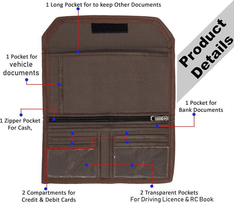 DAHSHA 2-Pack Vehicle Document Holder Wallet – Car/Bike RC Book, Licence, Insurance & PUC Organizer – PU Leather Document Case – Brown (25.5 x 12 cm) - Image 3