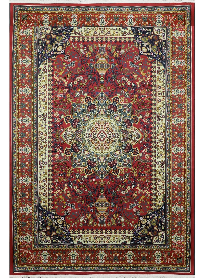 القفاري سجاد أفراح الهنا بنقوش تراثية، مناسب للمجالس والمناسبات الخاصة  ، 165×260 سم، أحمر - Image 1