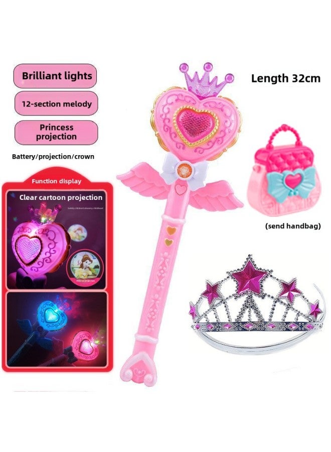 Children's Little Girl Toy Little Magic Fairy Luminous Flash Magic Wand Fairy Wand Transformation Magic Wand Birthday Wholesale-Color:Pink Magic Wand + Crown + Handbag [free Battery]  - Image 1