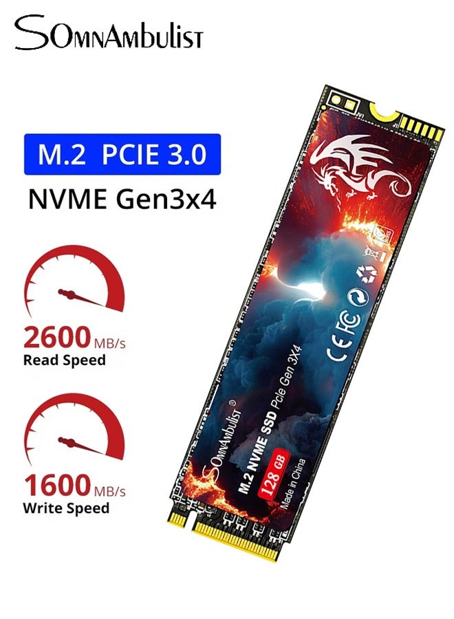 سومنامبيولست سومنامبيولست قرص تخزين صلب M.2 NVMe 2280 PCIe 3.0 سعة 128 جيجابايت