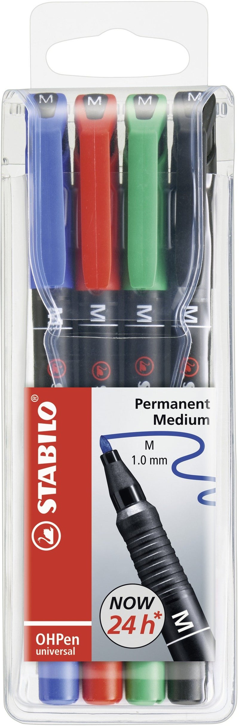 STABILO OHP Pen OHP Pen Permanent - Medium - Wallet of 4 - Assorted Colours - Image 1