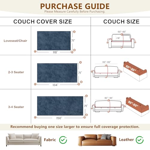 STACYPIK Navy Blue Waterproof Couch Cover for Pet Non Slip Sofa Covers for Dogs Washable Love Seat Couch Cover Protector for 2 Cushion Sofa Jacquard Sectional Slipcover for Living Room-71X118IN - Image 4