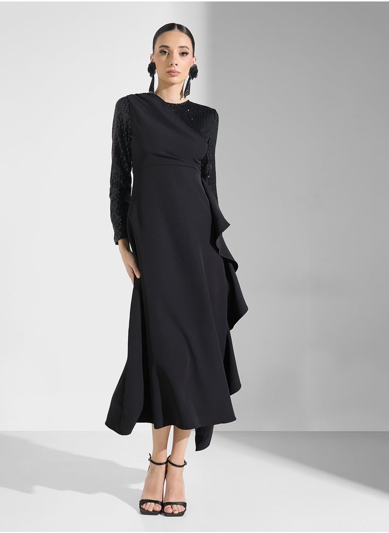 Khizana - Shift Dress With Ruffle Hem - Image 1