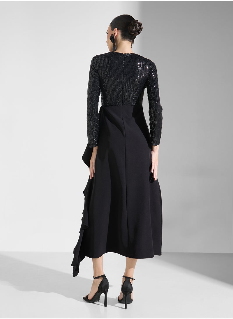 Khizana - Shift Dress With Ruffle Hem - Image 1