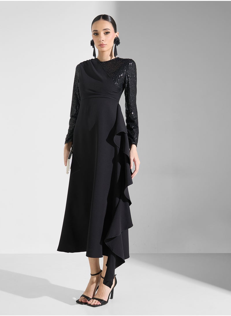 Khizana - Shift Dress With Ruffle Hem - Image 1