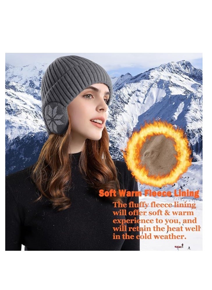 Beanie Winter Hats for Men Women,Fleece Lined Beanie Warm Winter Caps,Unisex Fashion Knit Cuffed Cap,Winter Fleece Lined Knit Cuff Ear Flaps Daily Beanies - Image 2