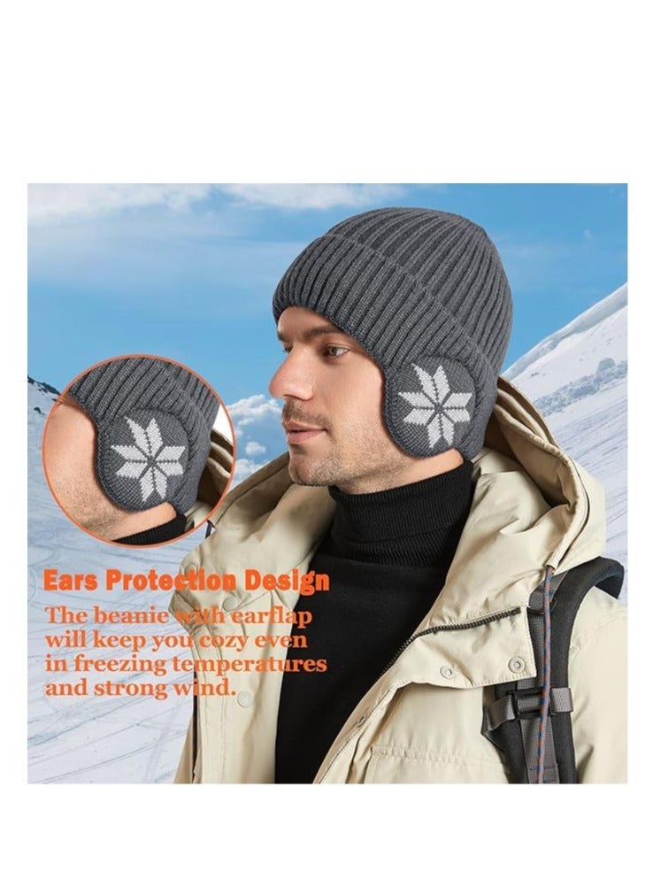Beanie Winter Hats for Men Women,Fleece Lined Beanie Warm Winter Caps,Unisex Fashion Knit Cuffed Cap,Winter Fleece Lined Knit Cuff Ear Flaps Daily Beanies - Image 3