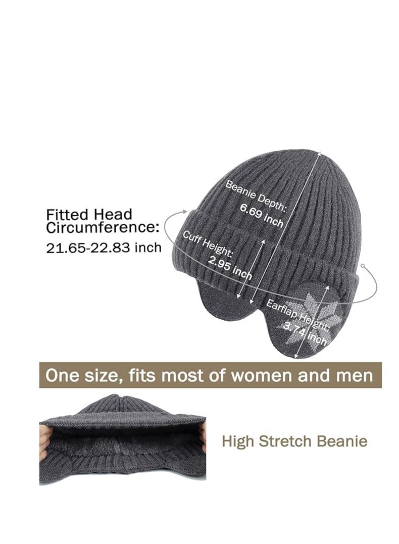 Beanie Winter Hats for Men Women,Fleece Lined Beanie Warm Winter Caps,Unisex Fashion Knit Cuffed Cap,Winter Fleece Lined Knit Cuff Ear Flaps Daily Beanies - Image 4