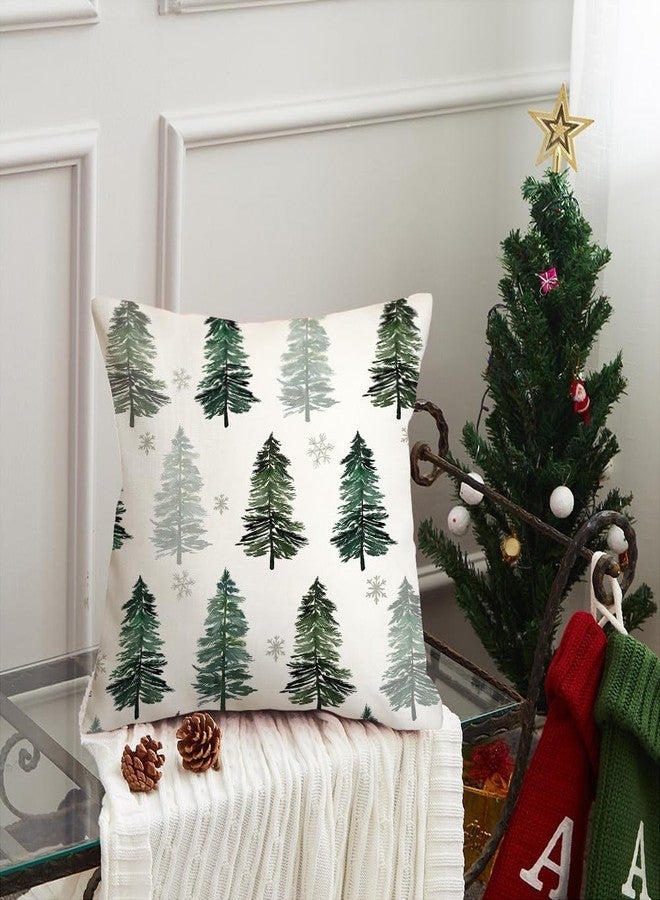 AACORS Christmas Pillow Cover 18X18 Inch Christmas Tree Snowflake Decoration Holiday Farmhouse Winter Pillow Case Decor for Home Sofa Couch (Green) AA223-18 - Image 4