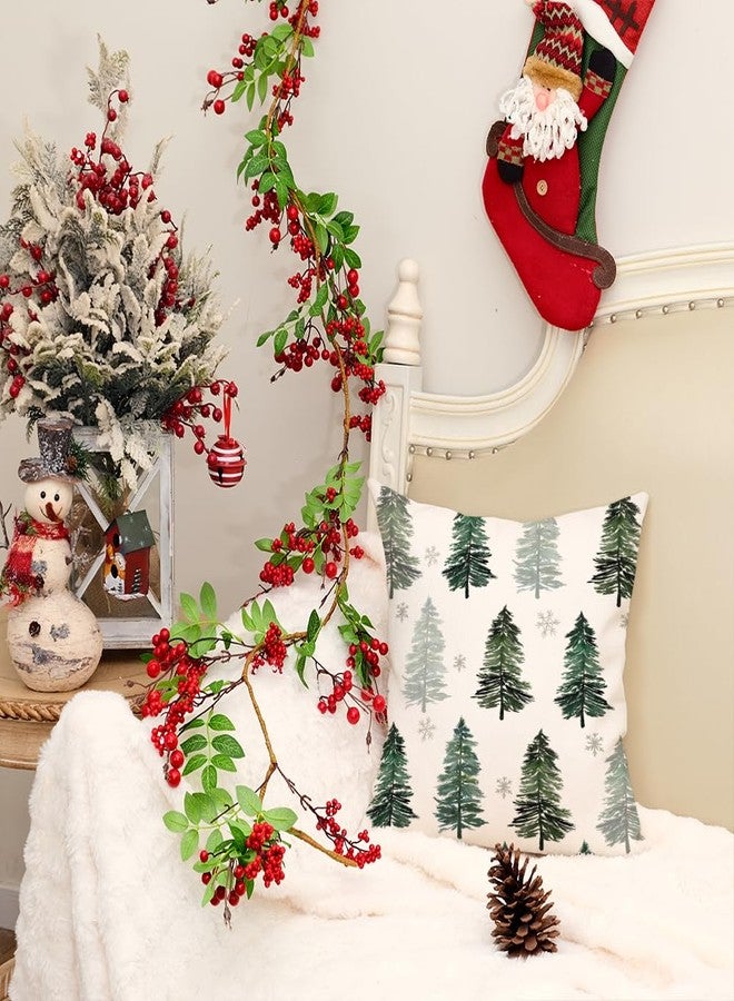 AACORS Christmas Pillow Cover 18X18 Inch Christmas Tree Snowflake Decoration Holiday Farmhouse Winter Pillow Case Decor for Home Sofa Couch (Green) AA223-18 - Image 2
