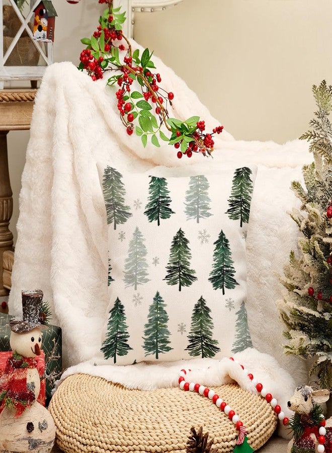 AACORS Christmas Pillow Cover 18X18 Inch Christmas Tree Snowflake Decoration Holiday Farmhouse Winter Pillow Case Decor for Home Sofa Couch (Green) AA223-18 - Image 3