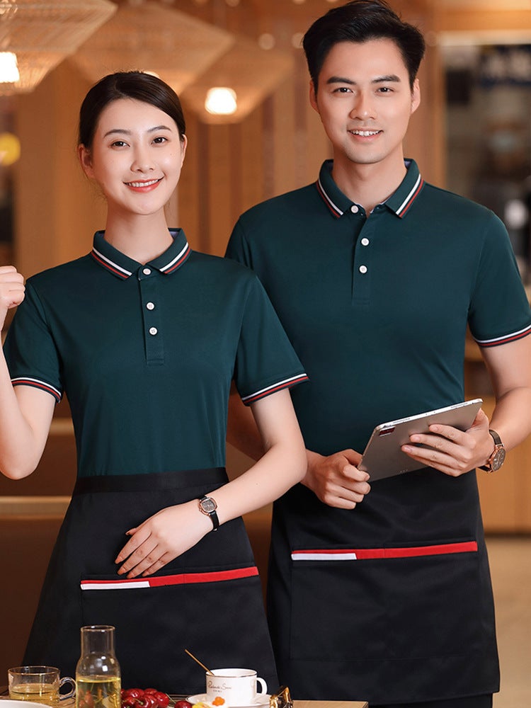 Catering Work Clothes Short-Sleeved Restaurant Supermarket Pot Barbecue Shop Waiter Polo T-Shirt Men And Women Custom Printed And Embroidered Logo - Image 4