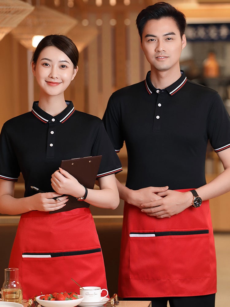Catering Work Clothes Short-Sleeved Restaurant Supermarket Pot Barbecue Shop Waiter Polo T-Shirt Men And Women Custom Printed And Embroidered Logo - Image 5