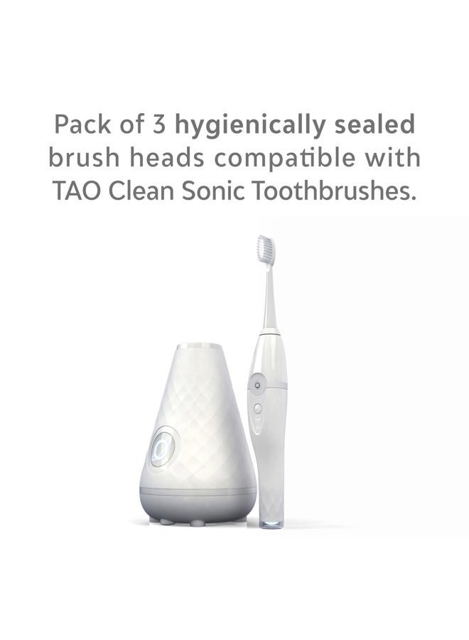 TAO Clean Sonic Electric Toothbrush Replacement Heads (3-Pack) – Replacement Heads for the TAO Clean Electric Toothbrush and Docking Station, White - Image 4