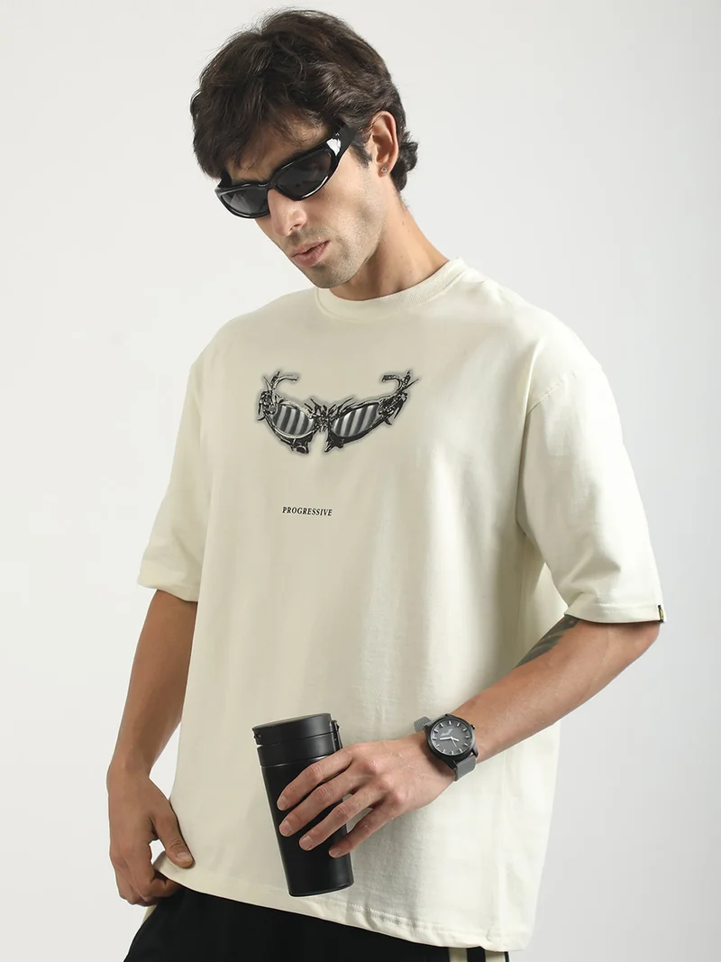 مانياك Maniac Mens Textured Half Slevee Polo Neck White Cotton Polo T-Shirt