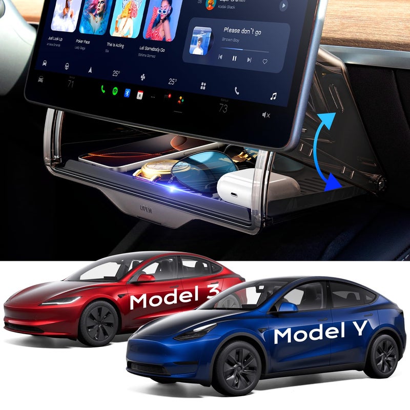 TAZENI Under Screen Storage Box Fit Model Y Juniper Model 3 Highland Magnetic Hidden Privacy Storage for Model Y 3 Accessories Center Console Organizer for Model Y 20192026 Model 3 20162026 - Image 2