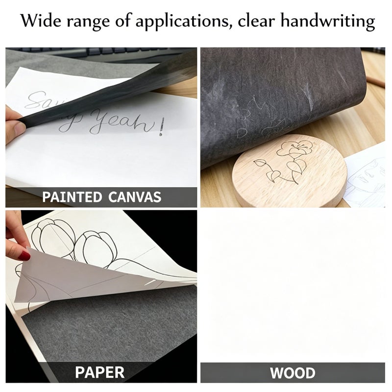 LUCKY OCEAN Graphite Transfer Paper, 50 Black Sheets for Drawing - Wax-Free, Erasable, Smudge-Free Carbon Paper Black - 50 sheets/pack - Image 4