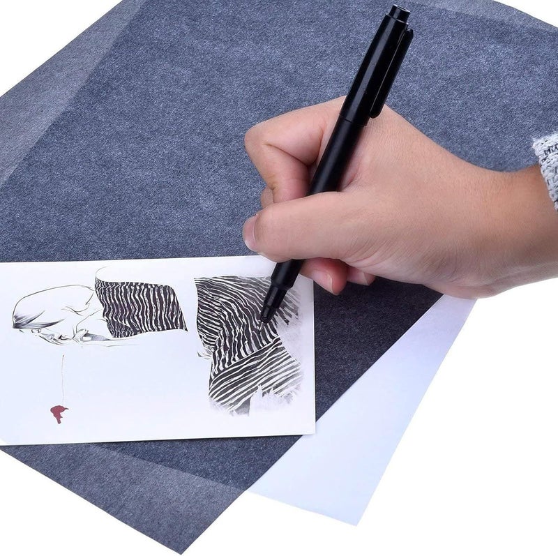 LUCKY OCEAN Graphite Transfer Paper, 50 Black Sheets for Drawing - Wax-Free, Erasable, Smudge-Free Carbon Paper Black - 50 sheets/pack - Image 3
