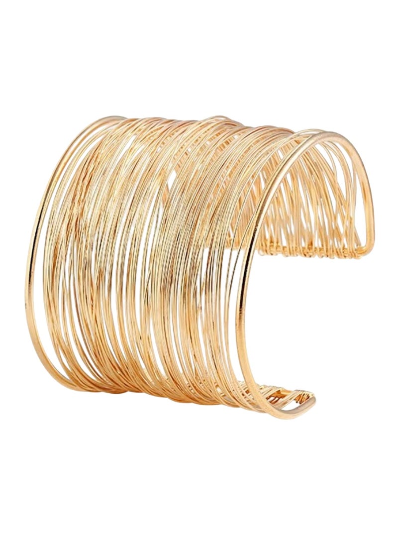 Huitich Elegant Multi-Layer Wire Cuff Bracelet – Gold-Tone  - Image 1